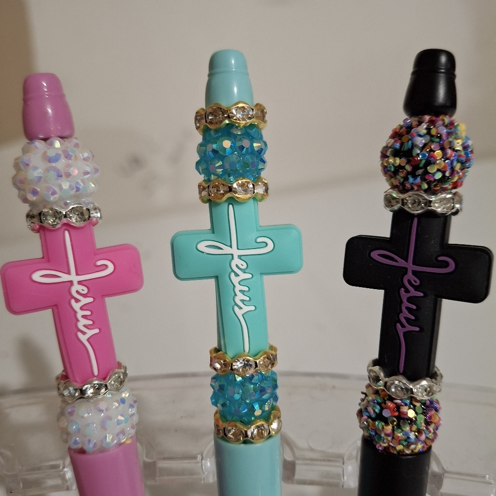 Set Of 3 Inspirational Bling pens- Includes Refills